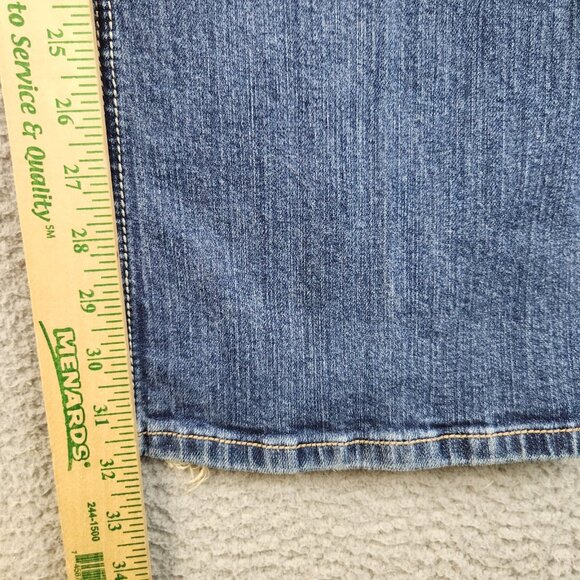 Womens 33x35 Plus Bootcut Vanity Jeans Blue Flap Pockets Curvy Mid Rise Stretch - Picture 6 of 9